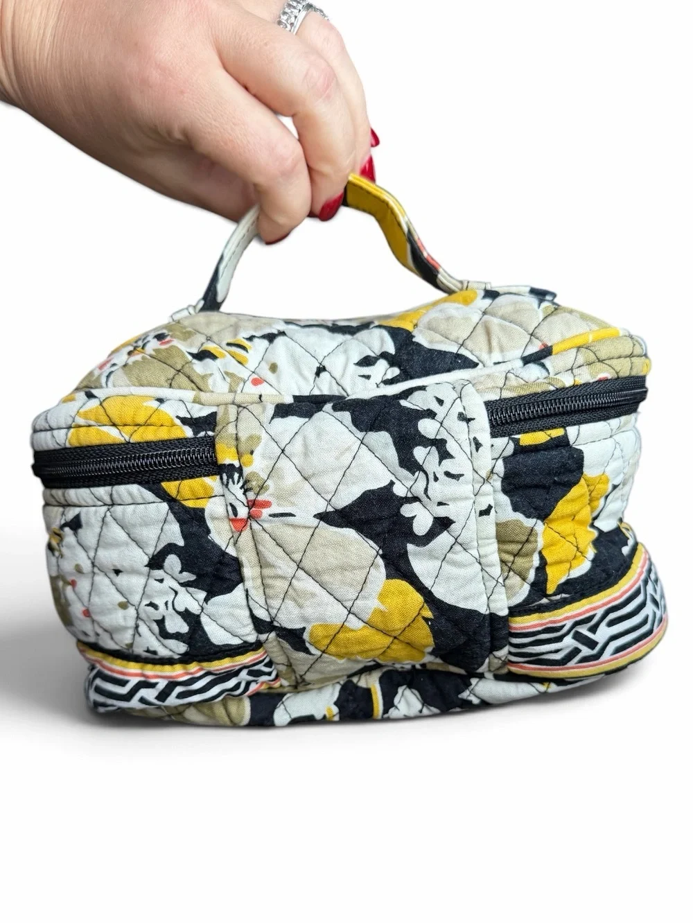 Vera Bradley Yellow Floral Quilted Cosmetic Case